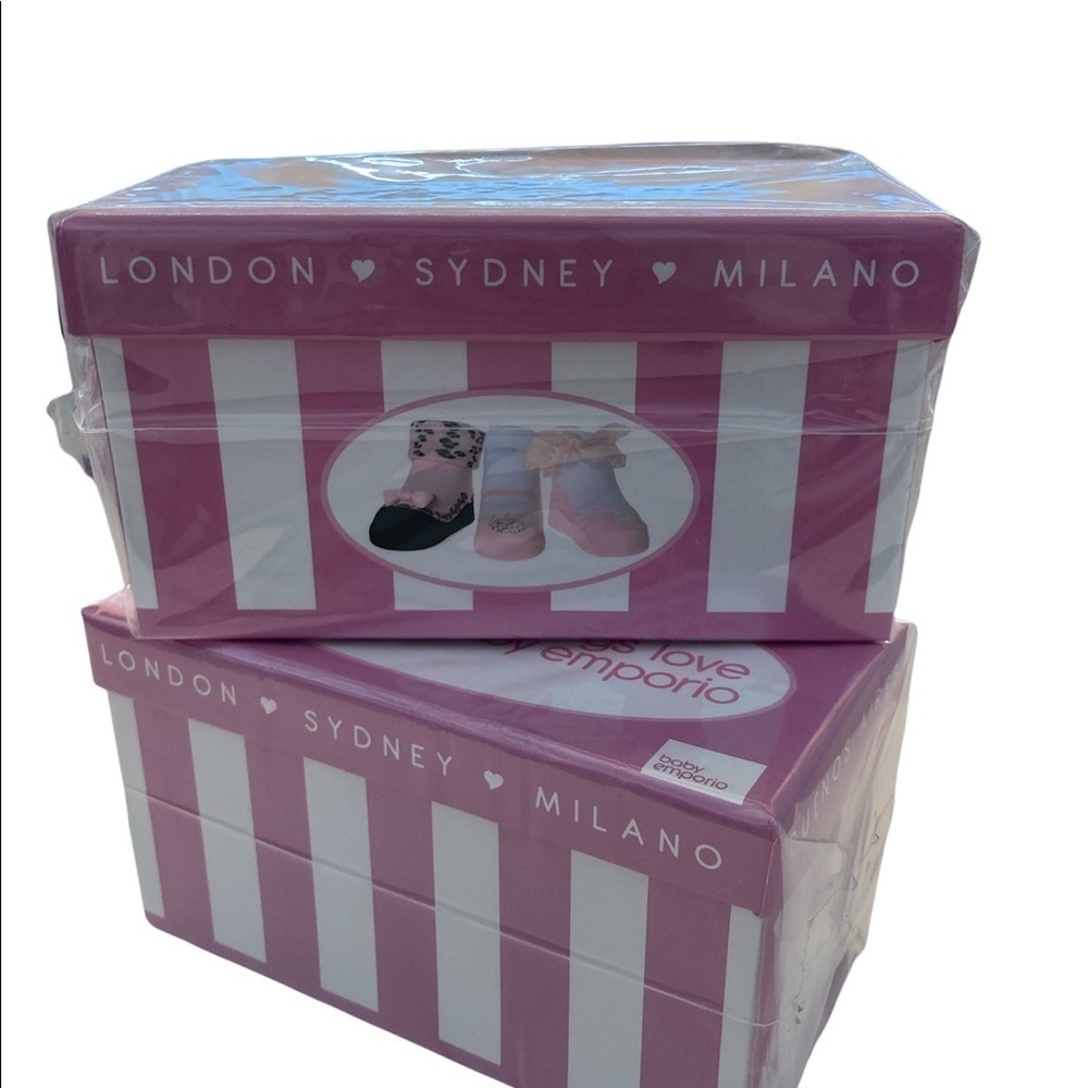 Baby Girl Emporio Box Of 3 Pairs Of Brand New Baby Socks In A Pink Box